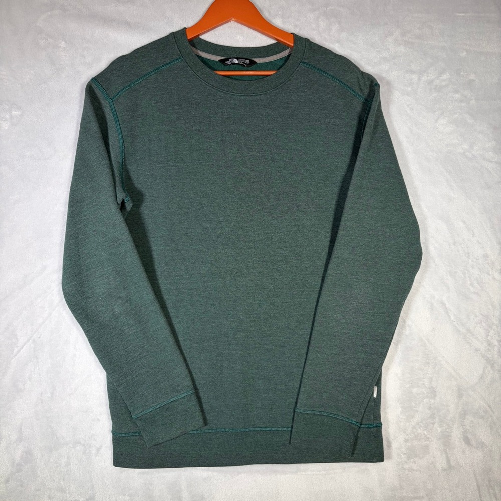 The North Face Mens Size M Crewneck Sweatshirt Green Heather Fleece Pullover